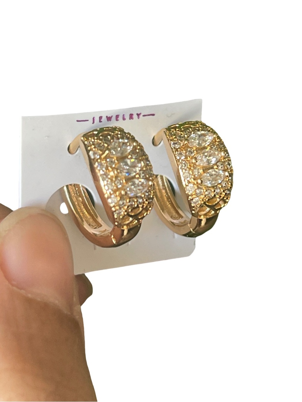 Gold Crystal Pavé Mini Huggie Earrings - Sparkling Gold Tone